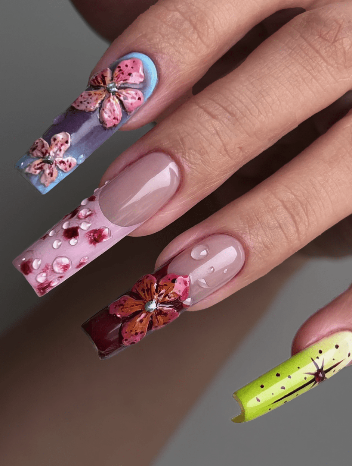 FLEURS PASTELS - Faux ongles réutilisable - Madame Lovely - Madame Lovely