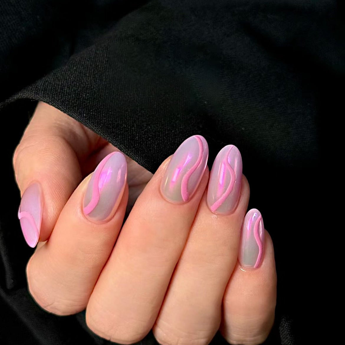 PINK WAVES - Faux ongles réutilisable - Madame Lovely - Madame Lovely