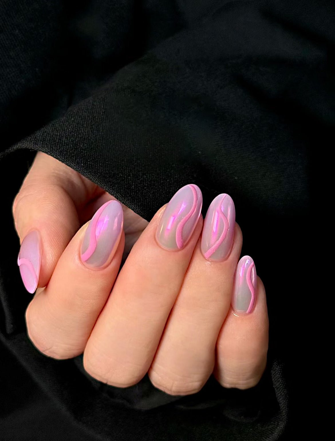 PINK WAVES - Faux ongles réutilisable - Madame Lovely - Madame Lovely